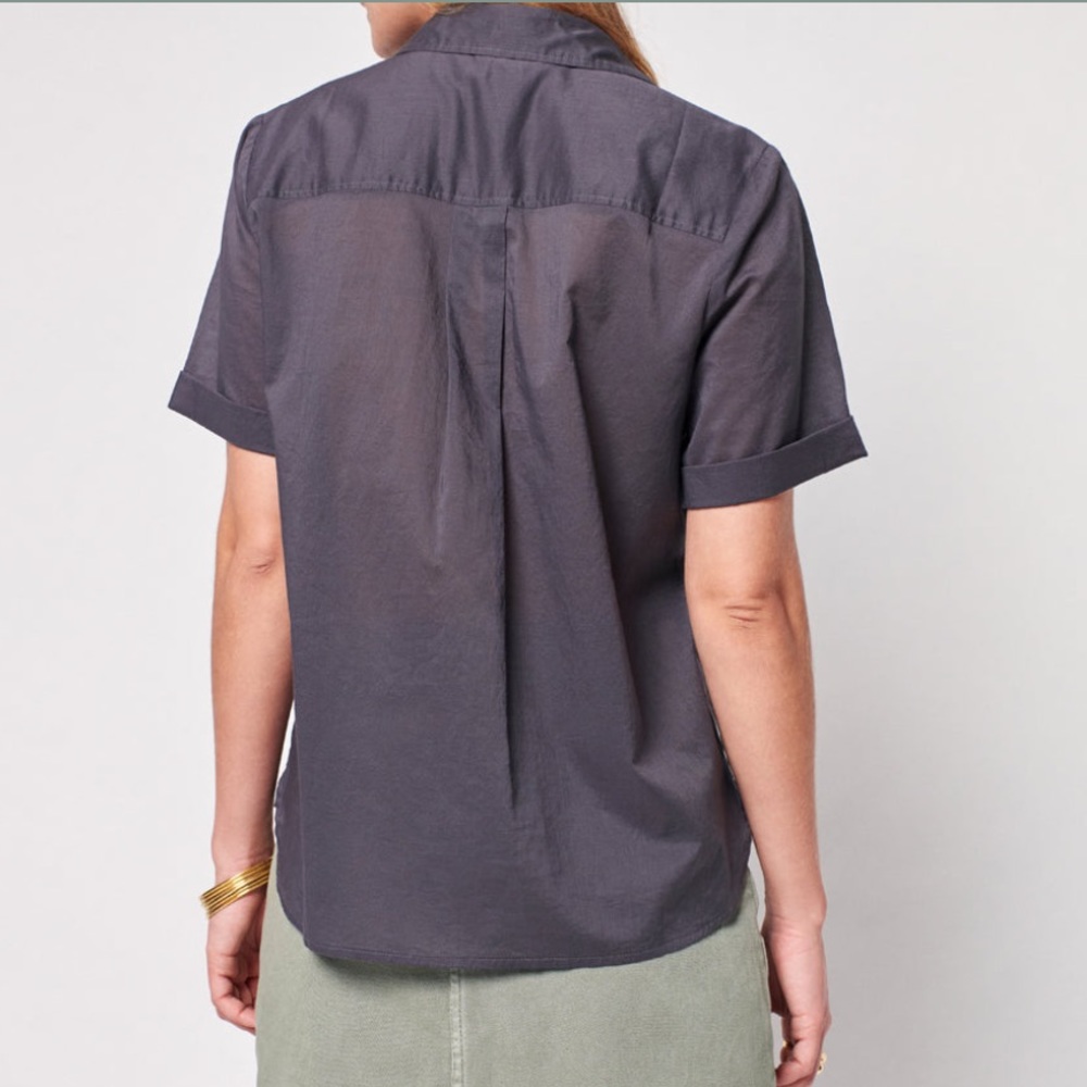 Faherty The Uptown gray button front short sleeve popover - Picture 2 of 8